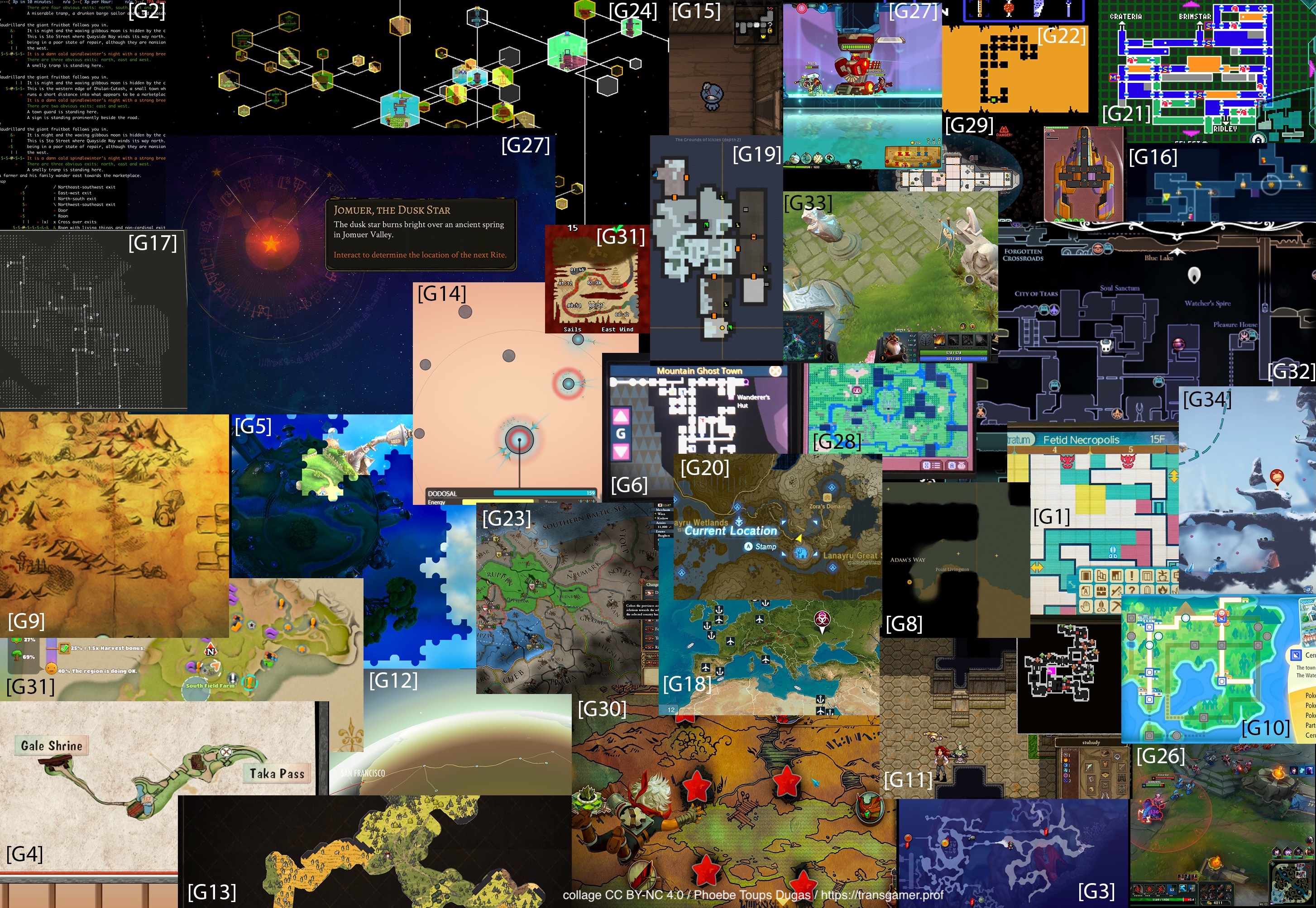 Screenshots of maps from games.